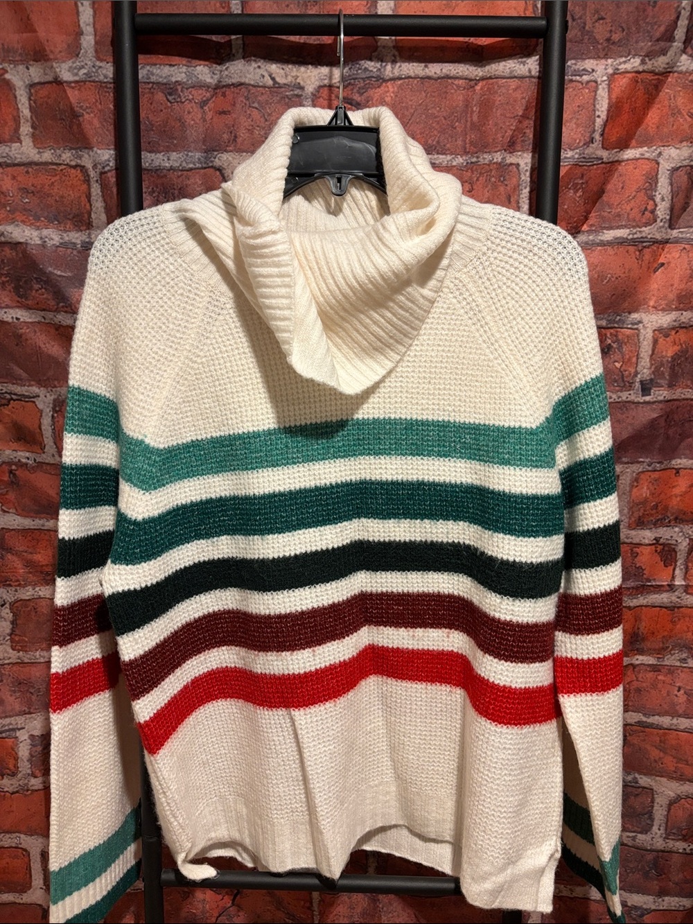 Lou & Grey Cream Striped Turtleneck Sweater - Women